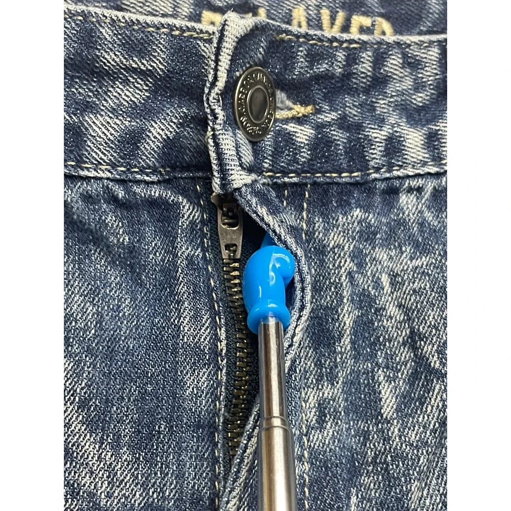 Carbon Denim Shorts MENS 36 Blue Acid Wash Relaxed Fit Distressed Ripped Raw Hem